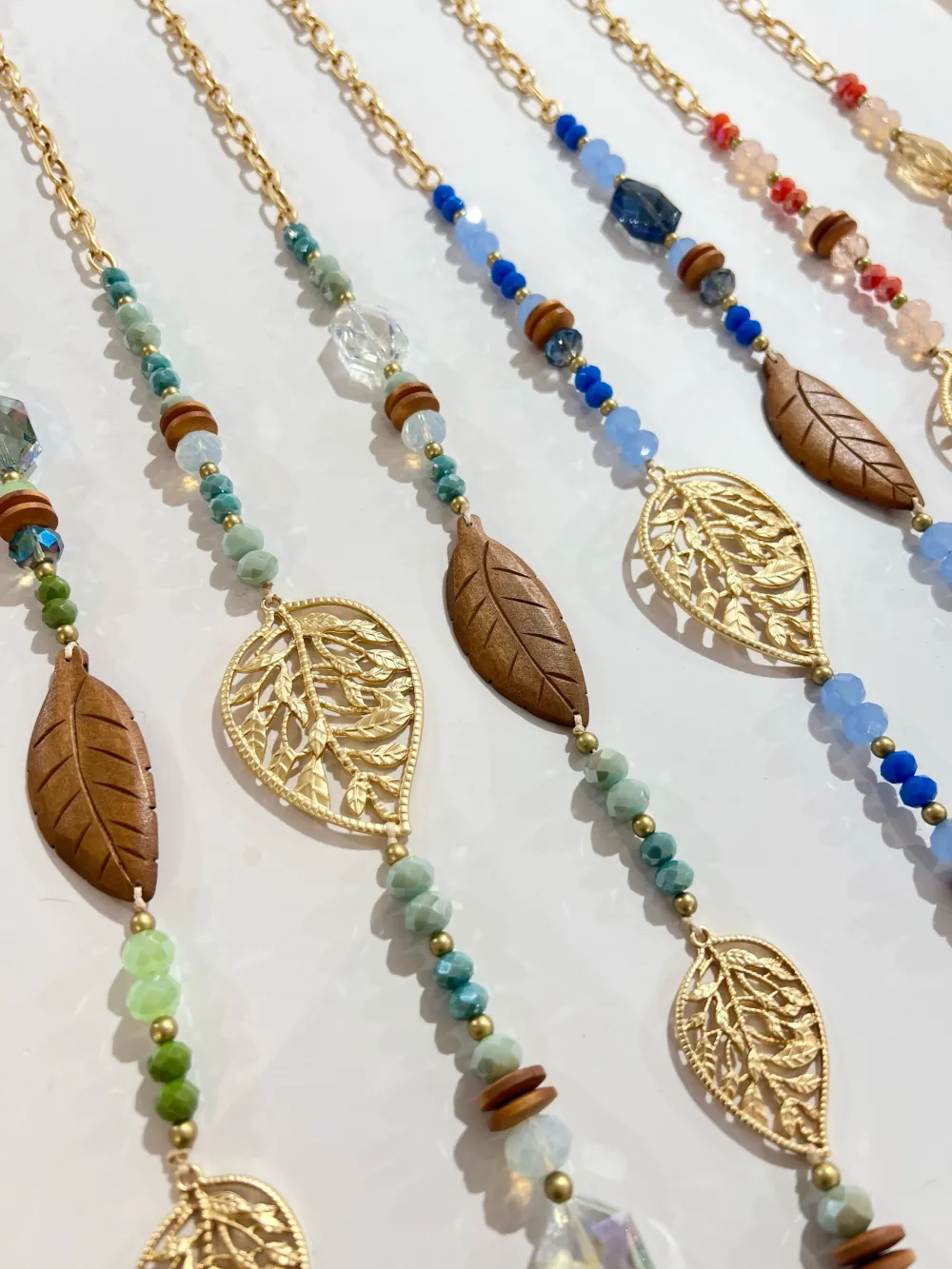 Perline Foglia  -Collana Lunga Moda - CL-510-113