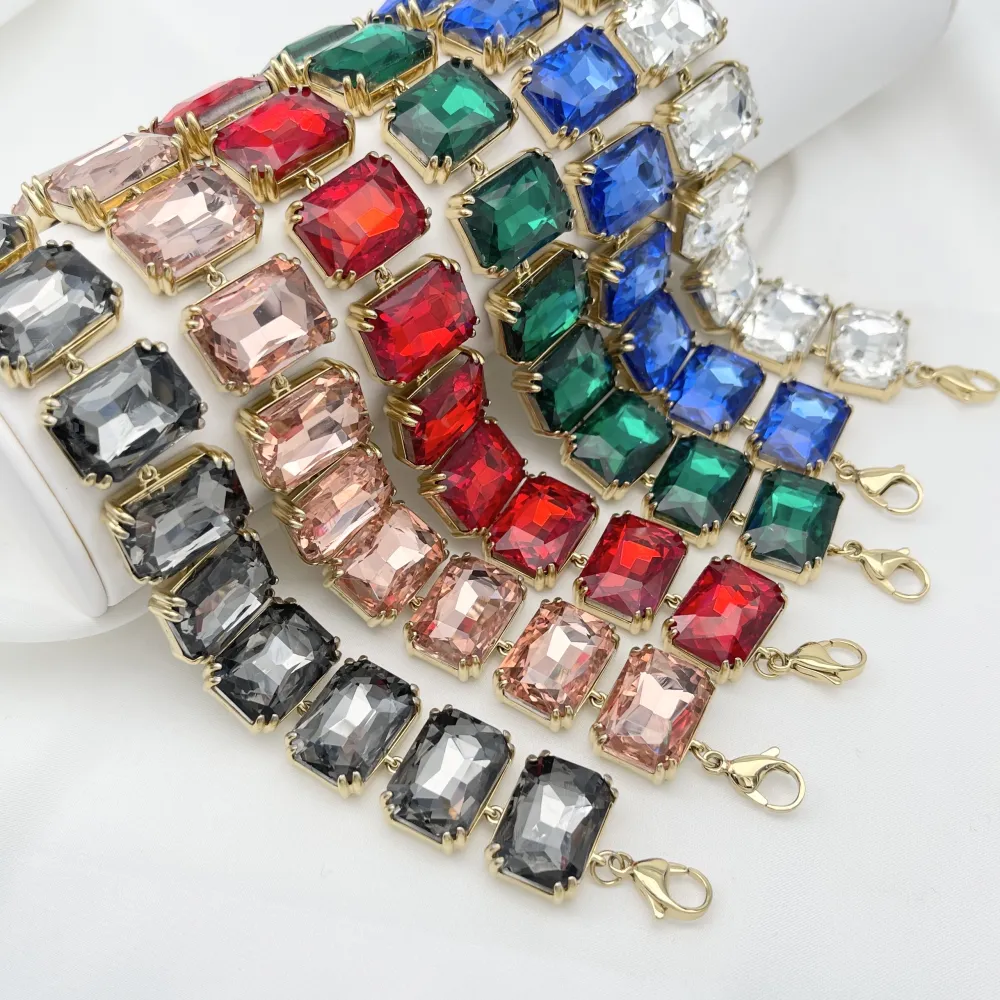 pietre Colorate Rettangolare -Collana Corta in Acciaio - CL-103-AA6089N