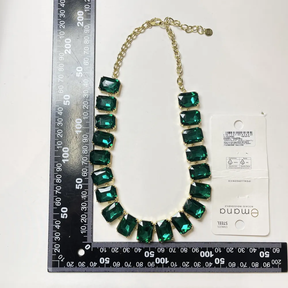 pietre Colorate Rettangolare -Collana Corta in Acciaio - CL-103-AA6089N