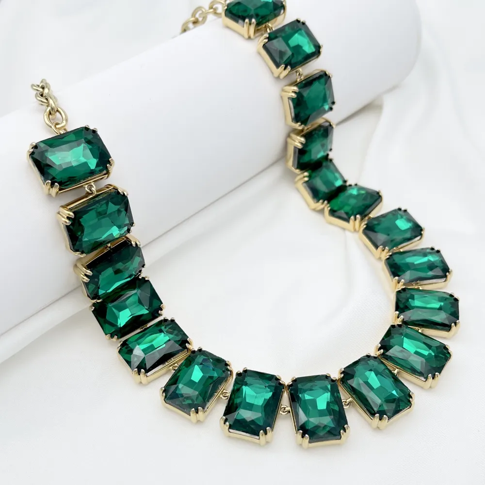 pietre Colorate Rettangolare -Collana Corta in Acciaio - CL-103-AA6089N