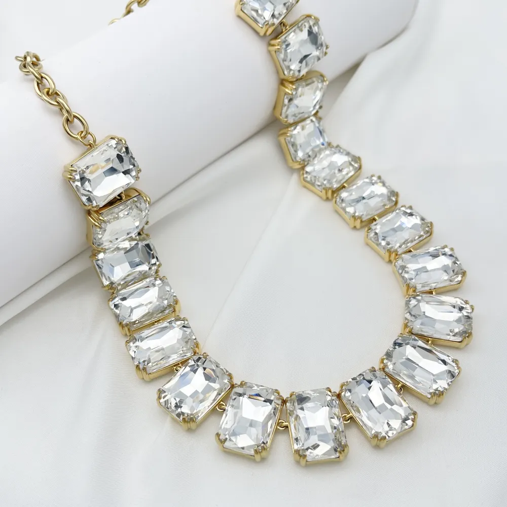 pietre Colorate Rettangolare -Collana Corta in Acciaio - CL-103-AA6089N