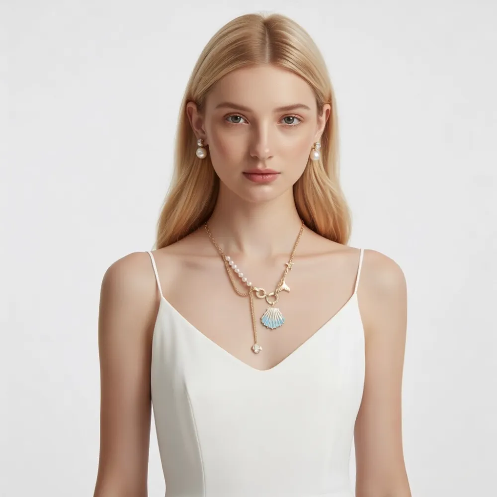 Conchiglia Mare-Collana Corta in Acciaio - CAC-783-47-07