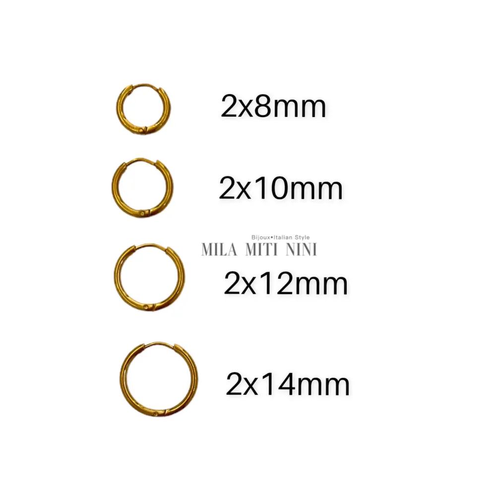 OPA450-Cerchi 2mm-12 Paia Orecchini in Acciaio