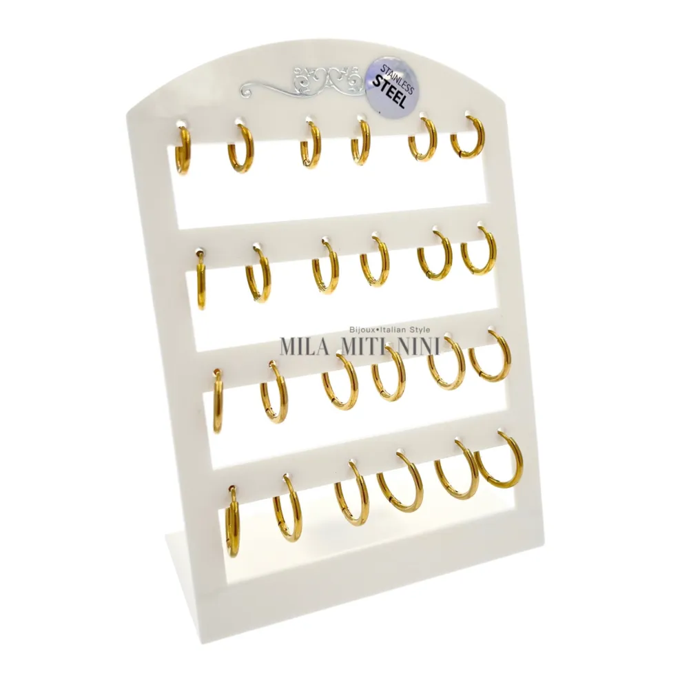 OPA450-Cerchi 2mm-12 Paia Orecchini in Acciaio