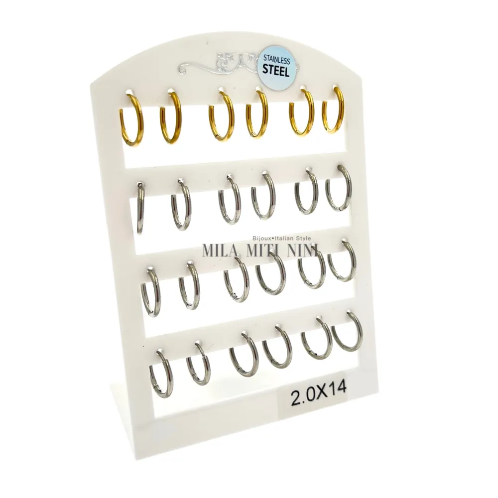 OPA450-Cerchi 2mm-12 Paia Orecchini in Acciaio