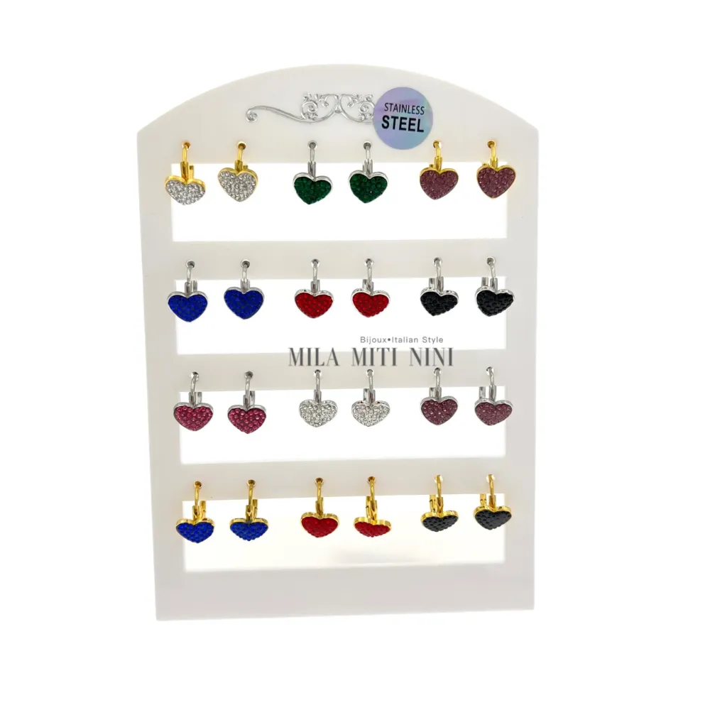 OPA450-404-Cuore-12 Paia Orecchini in Acciaio