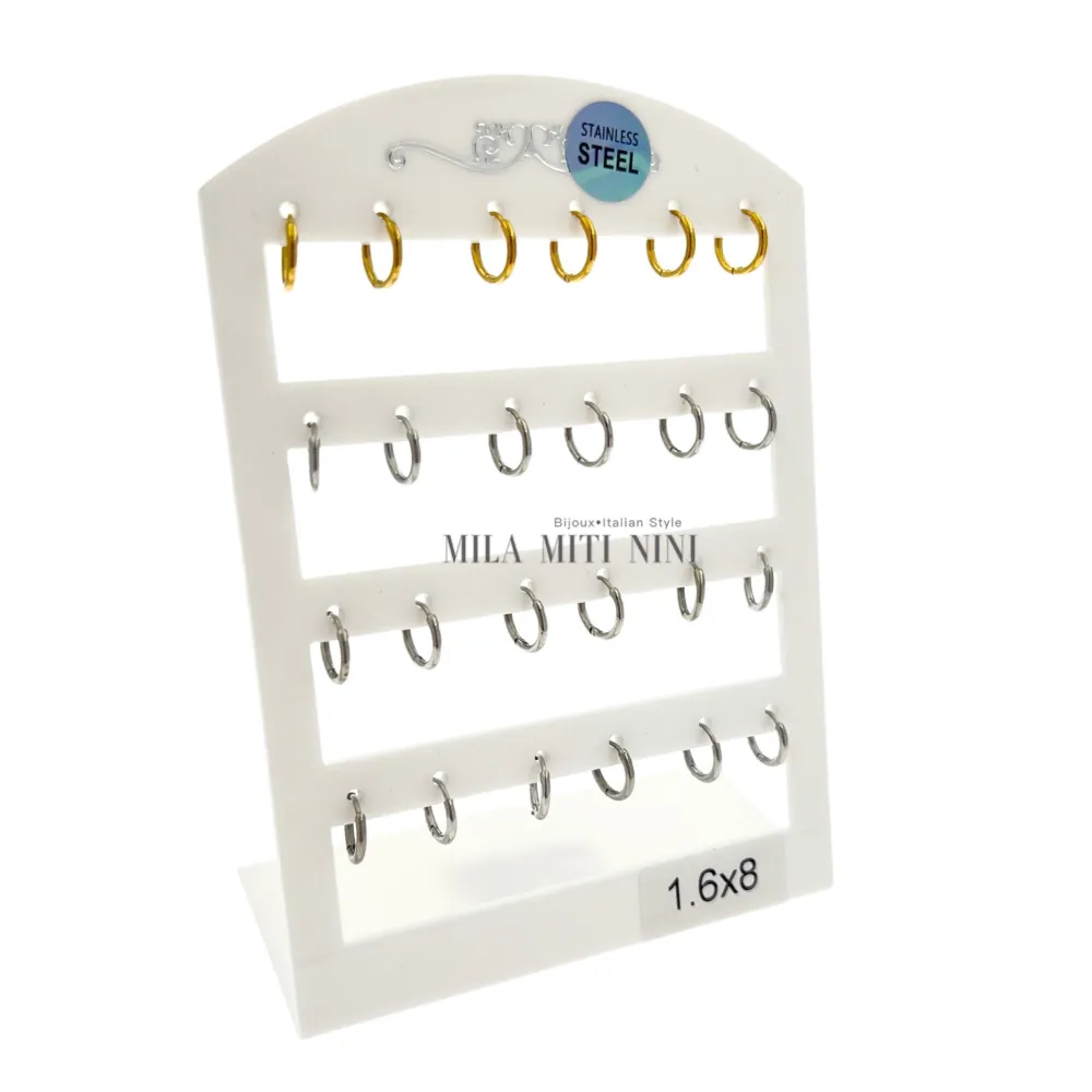 OPA450-Cerchi 1.6mm-12 Paia Orecchini in Acciaio