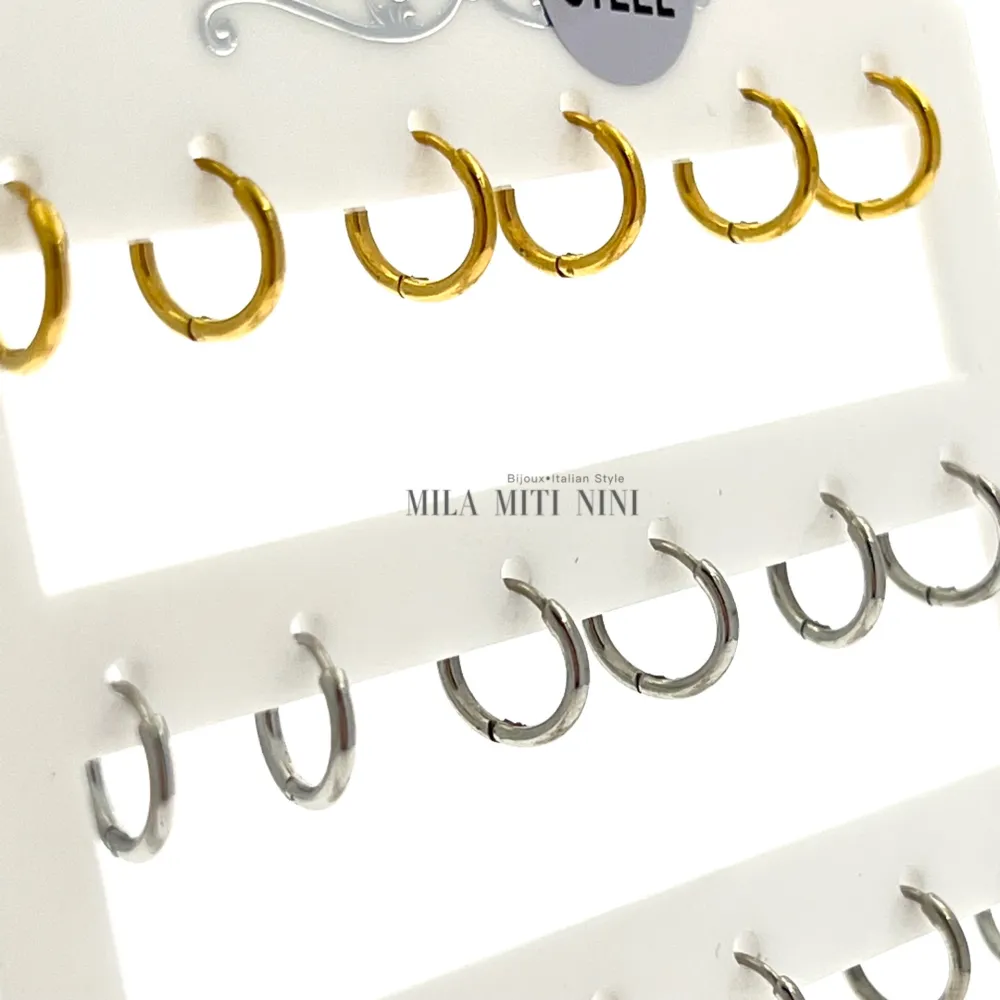 OPA450-Cerchi 1.6mm-12 Paia Orecchini in Acciaio