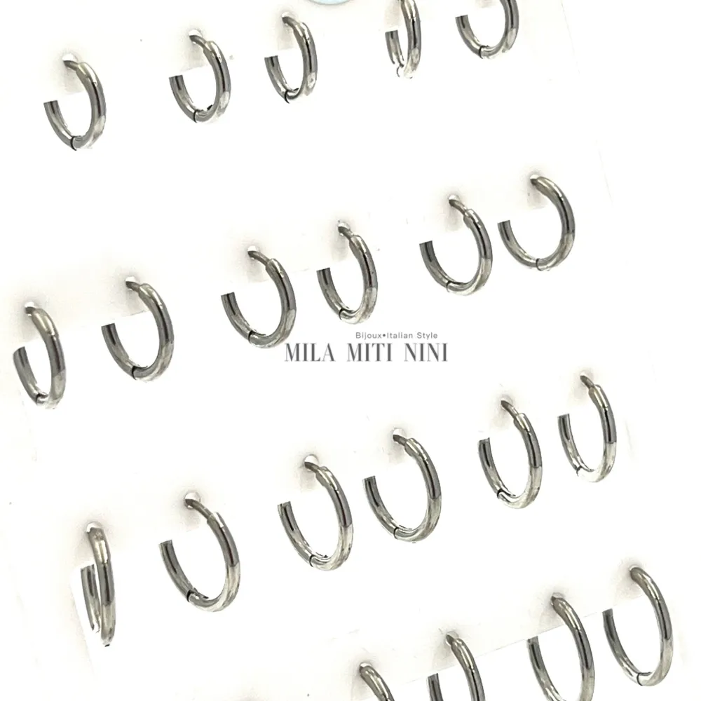OPA450-Cerchi 1.6mm-12 Paia Orecchini in Acciaio