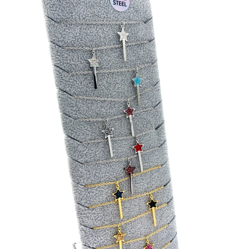 CPA413-2335-Bacchetta Magica-12Pz Collane in Acciaio