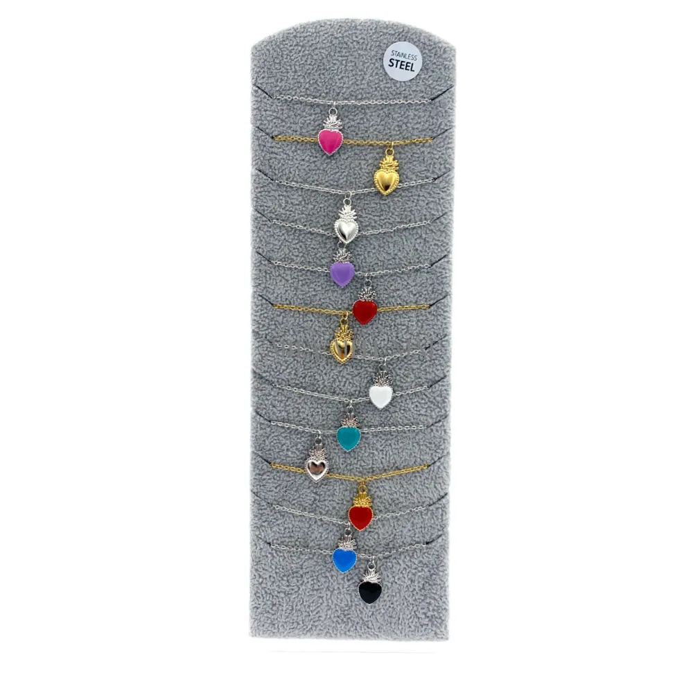 CPA450-401-Sacro Cuore-12Pz Collane in Acciaio