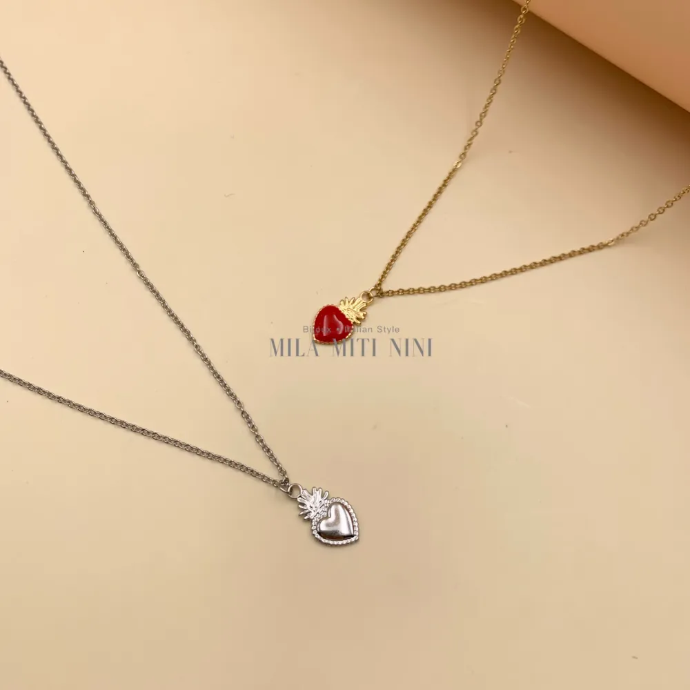 CPA450-401-Sacro Cuore-12Pz Collane in Acciaio