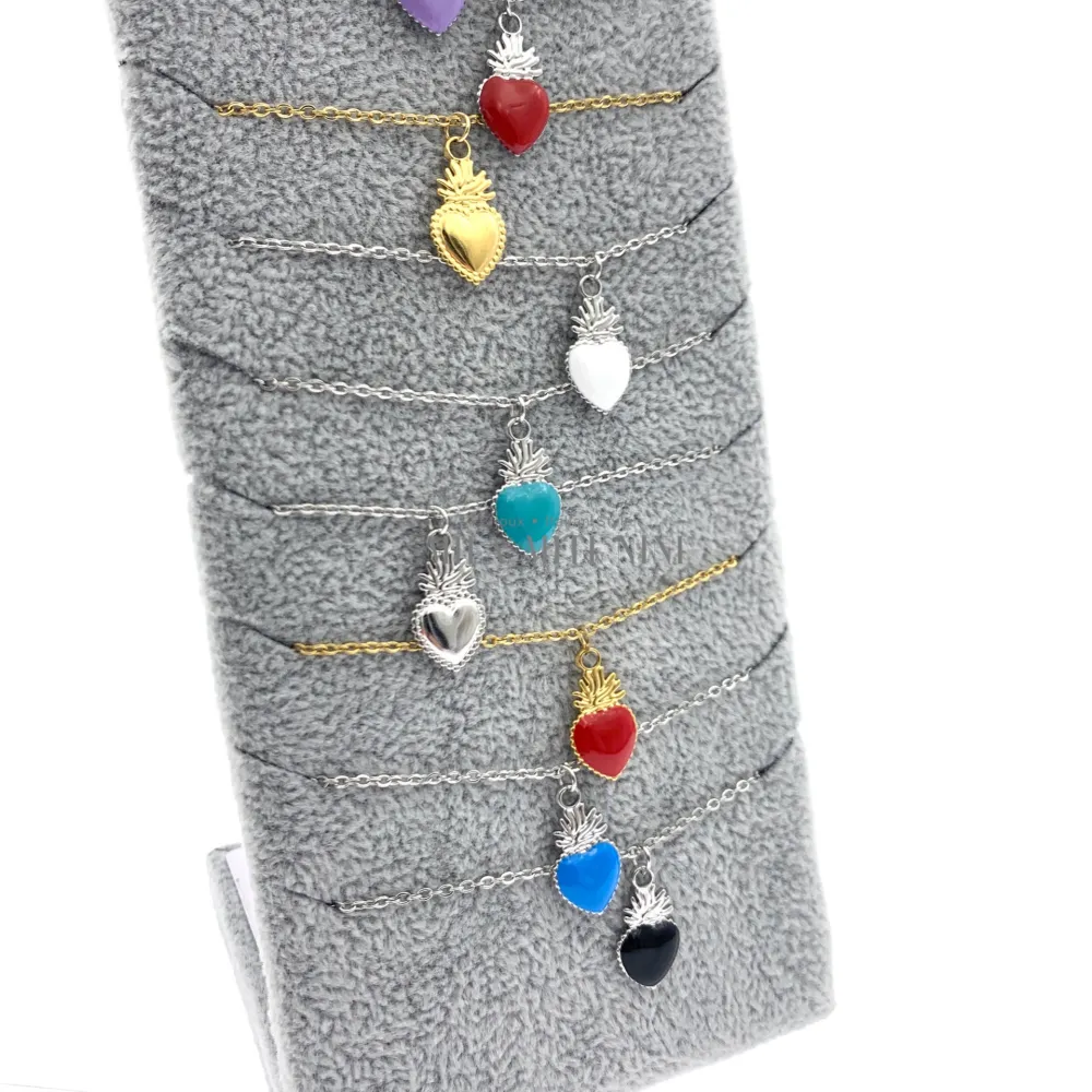 CPA450-401-Sacro Cuore-12Pz Collane in Acciaio