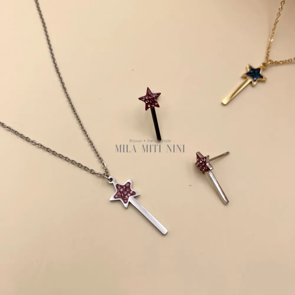 OPA413-2730-Bacchetta Magica-12Paia Orecchini Acciaio