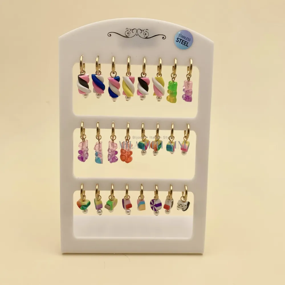 OPA176-392-Mix Dolci Orsetto-12Paia Orecchini Acciaio