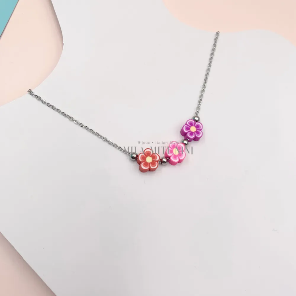 CAC176-375-Tre Ciondoli- 12Pz Collana Corta