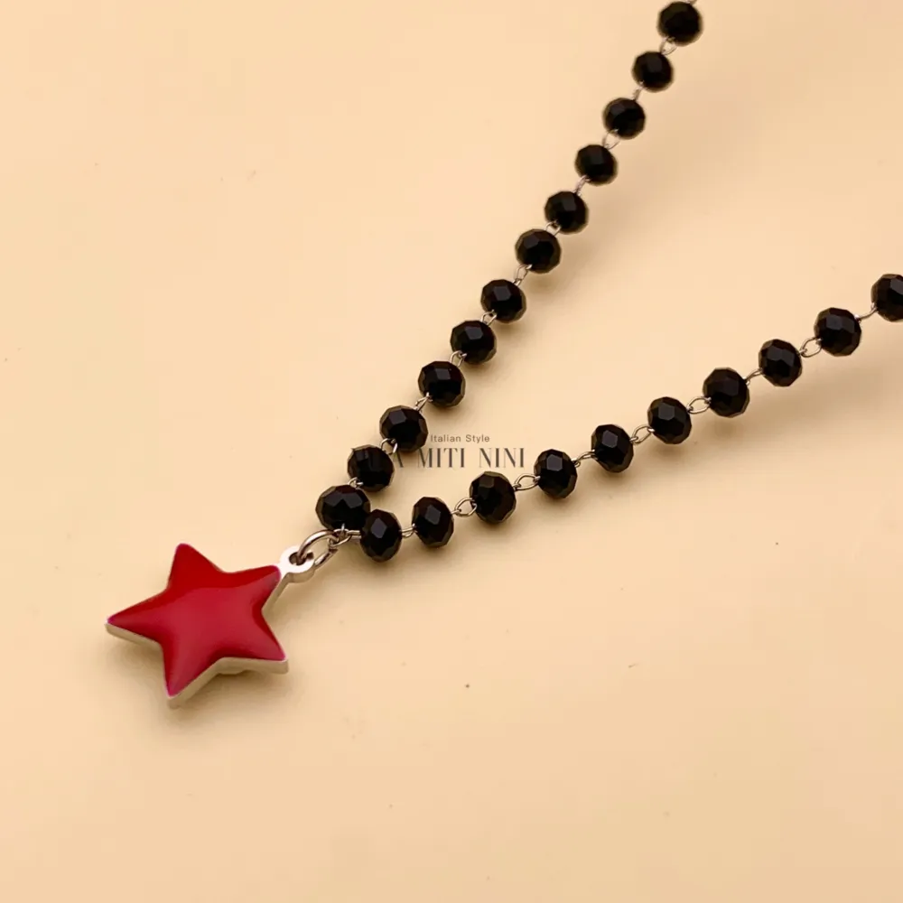 CAC413-2118-Rosario Stella-Collana Corta in Acciaio