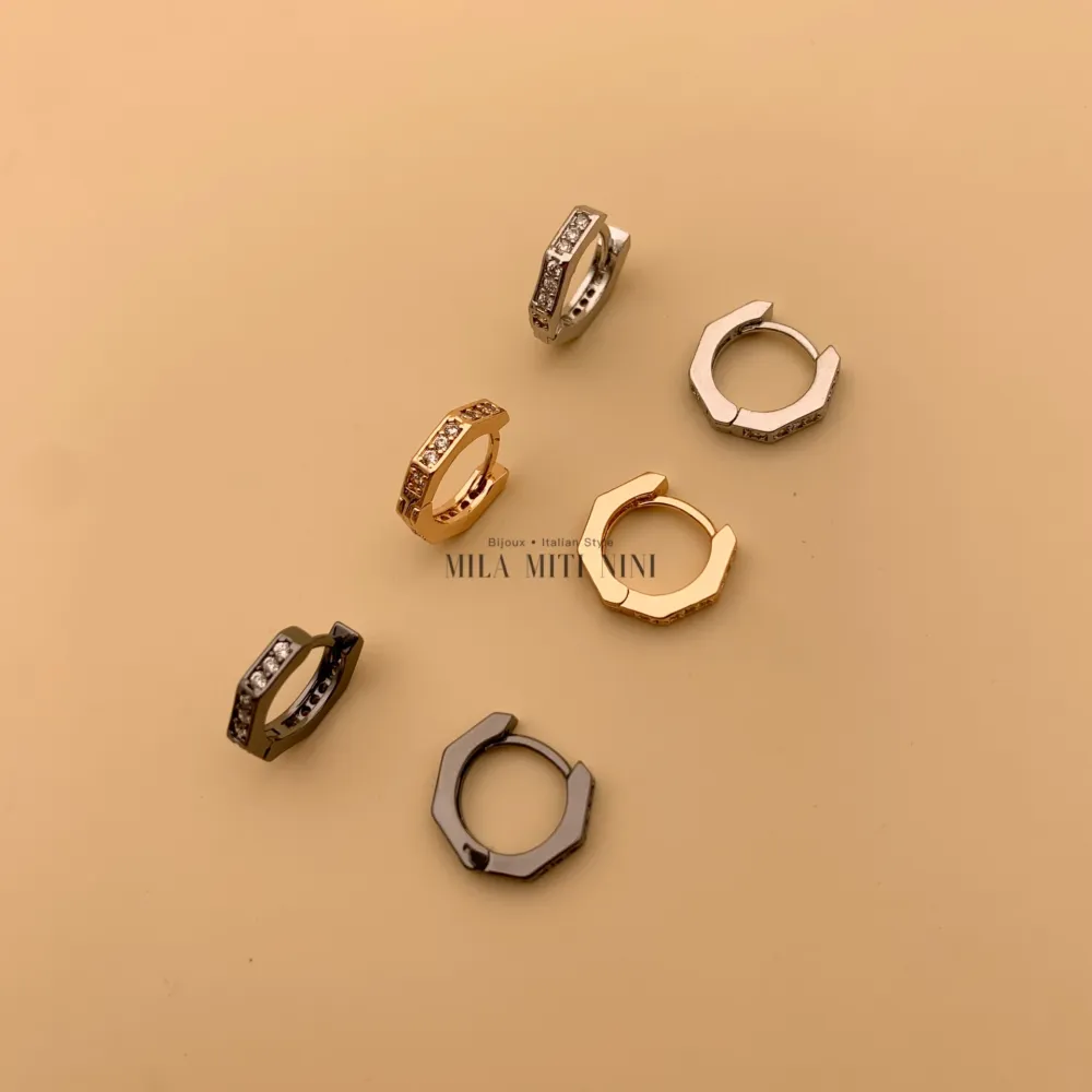 OPM8155-Cerchi Ottagonale-12 Paia Orecchini