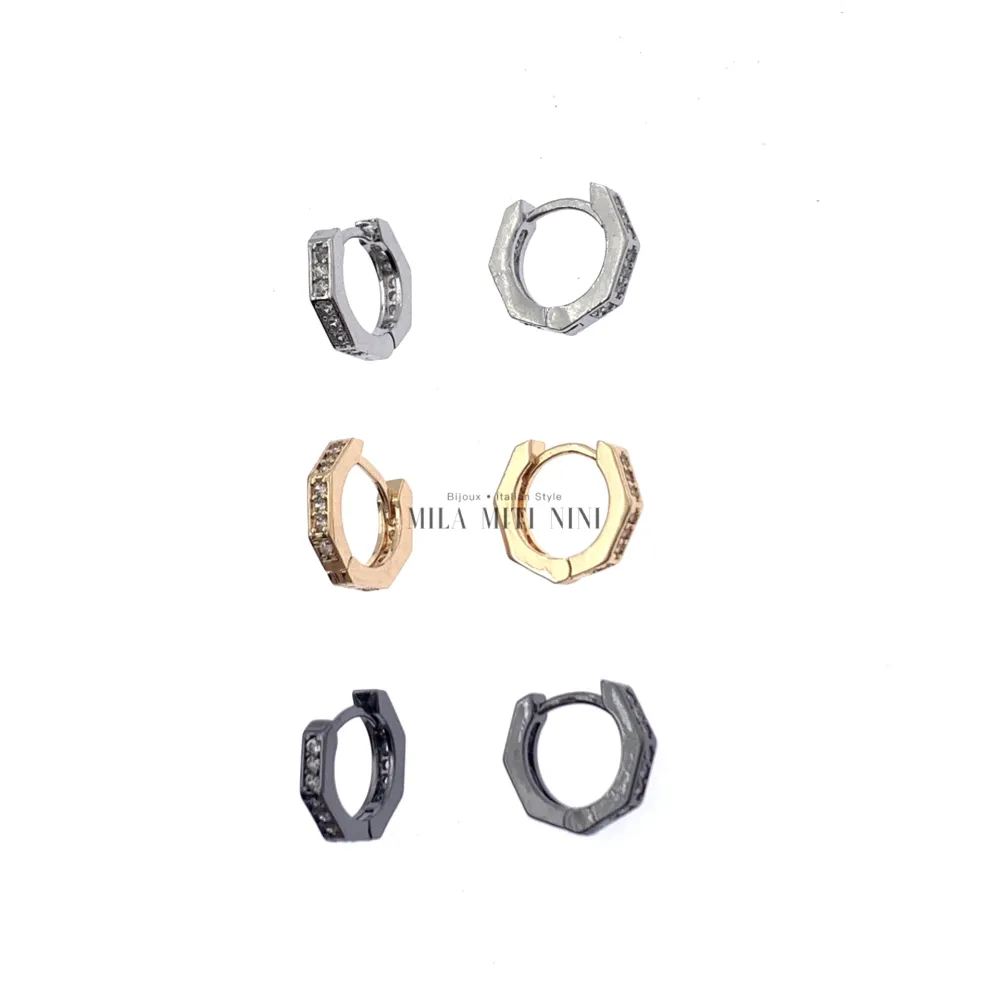 OPM8155-Cerchi Ottagonale-12 Paia Orecchini