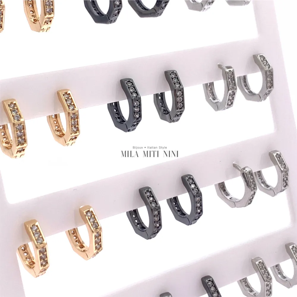 OPM8155-Cerchi Ottagonale-12 Paia Orecchini