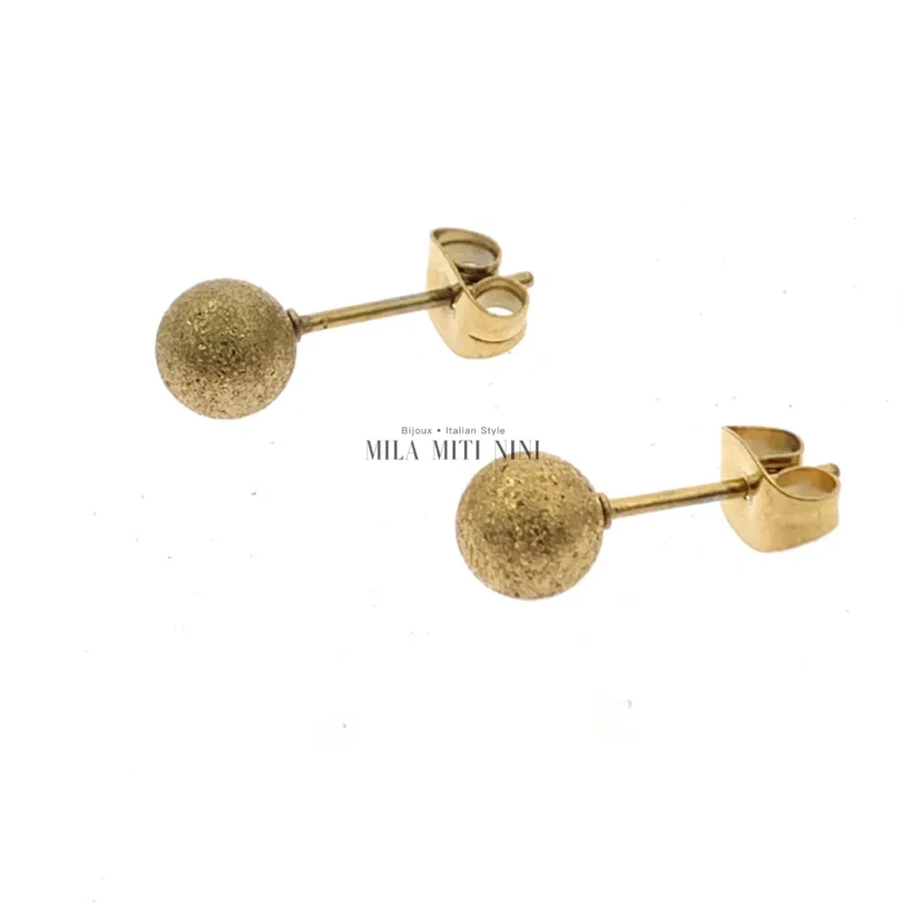 OPA450-204-Pallina 6mm Satinato-12 Paia Orecchini in Acciaio