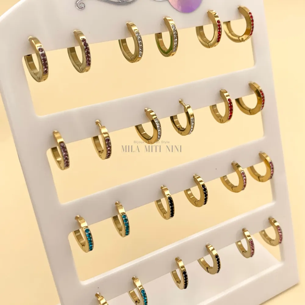 OPA450-344-343-Cerchio Quadrato Colorato  2x9 con Strass-12 Pai