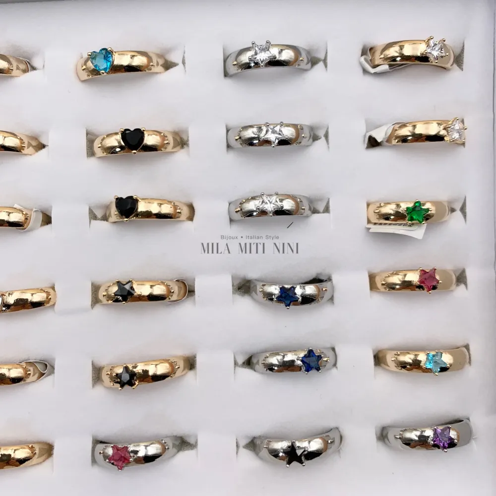 AMR1817-Cuore Stella-36Pz Anelli Regolabili