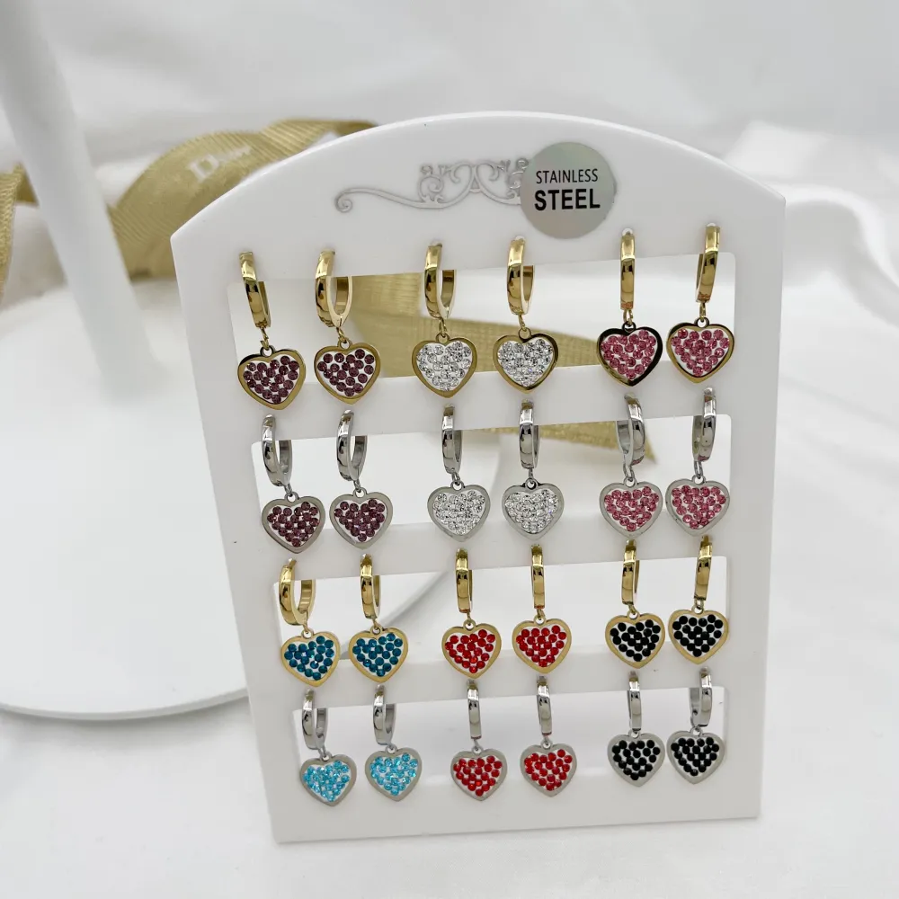 OPA450-338-Cuore-12 Paia Orecchini in Acciaio