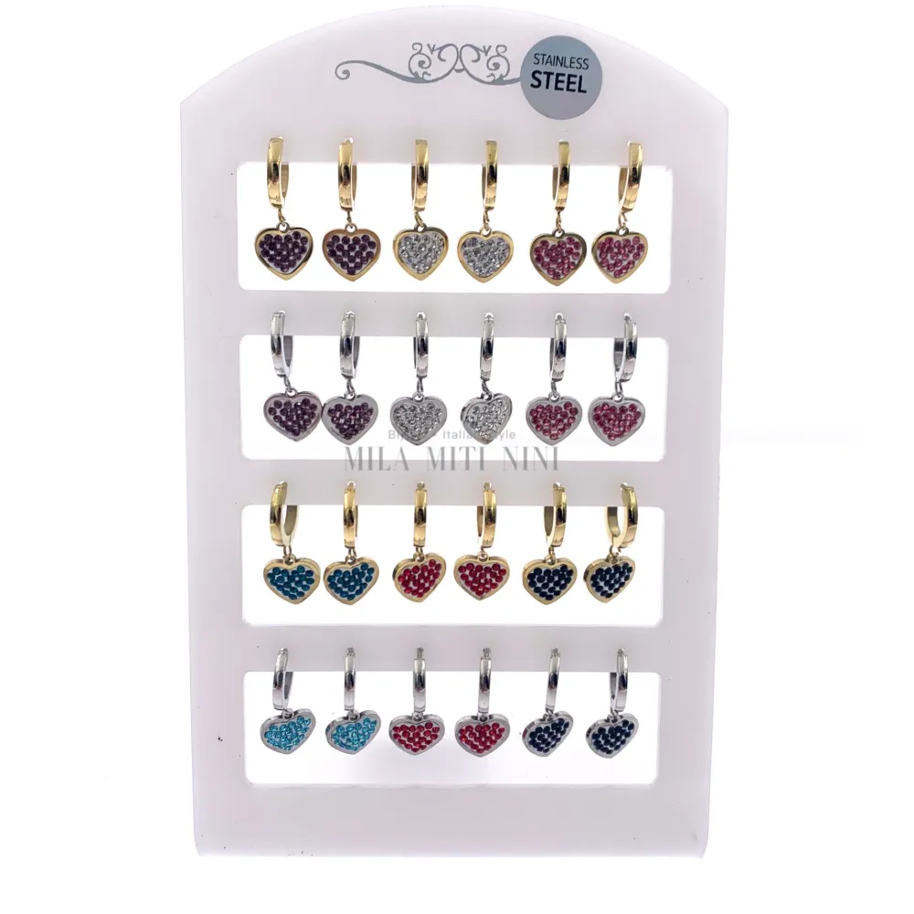 OPA450-338-Cuore-12 Paia Orecchini in Acciaio