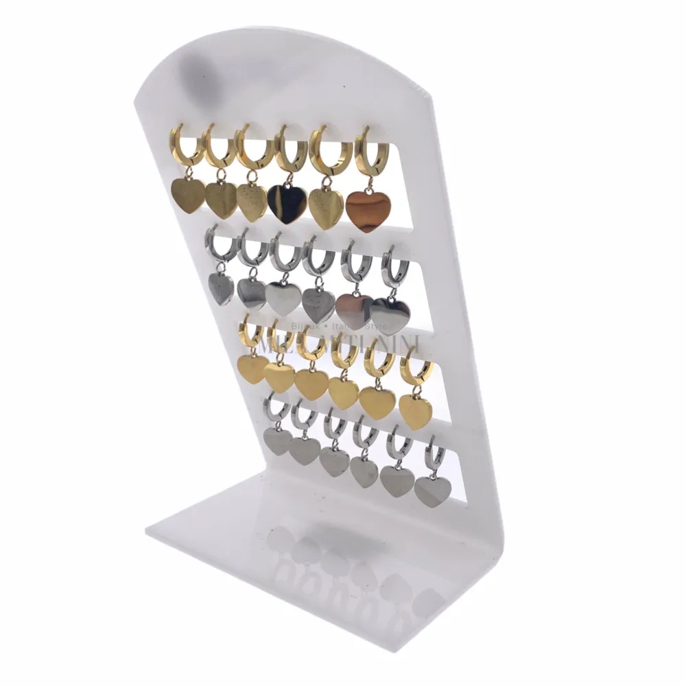 OPA450-338-Cuore-12 Paia Orecchini in Acciaio