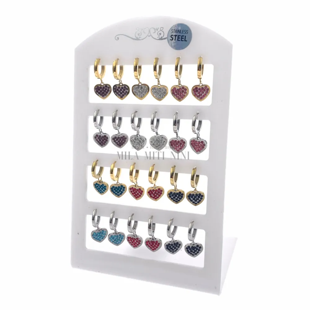 OPA450-338-Cuore-12 Paia Orecchini in Acciaio