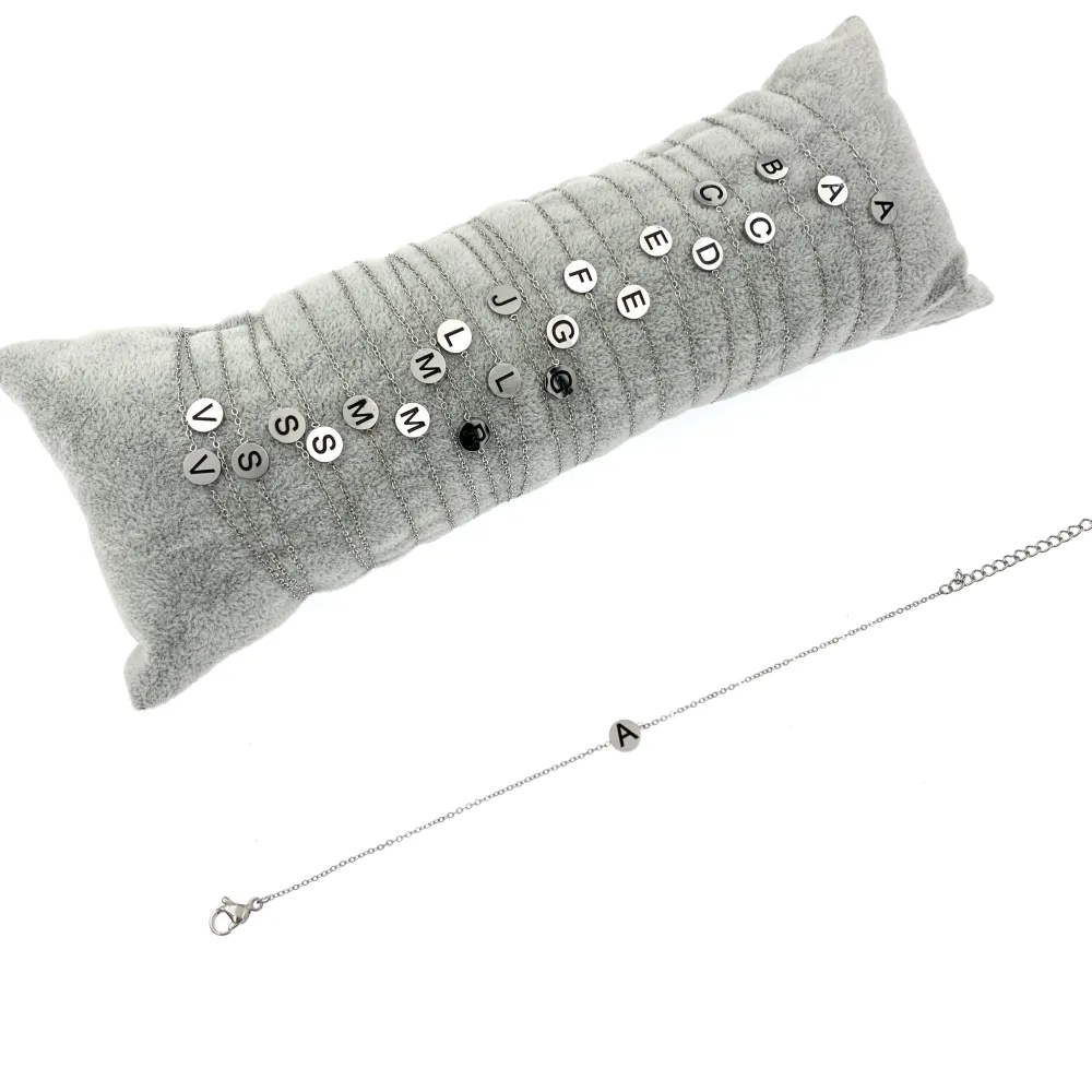 BPA7652-Iniziale Tondo-24 Pz Bracciali in Acciaio
