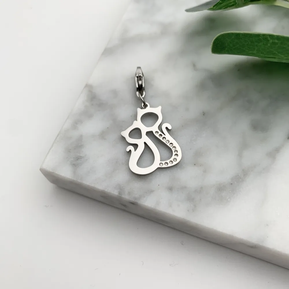 CIO4135-Gatto- Ciondolo in Acciaio