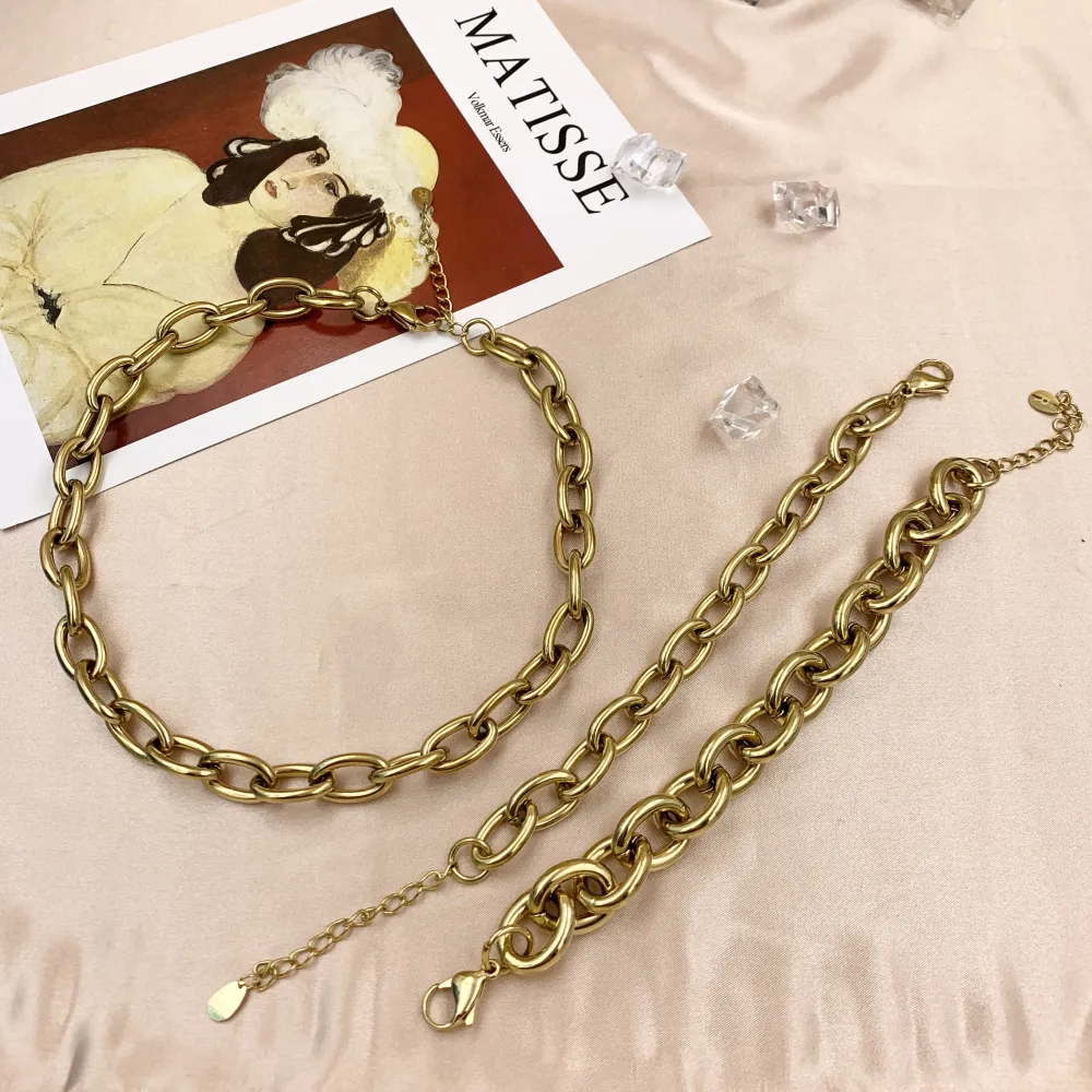 CAC6773-Catena Grossa 18x12mm- Collana Corta in Acciaio