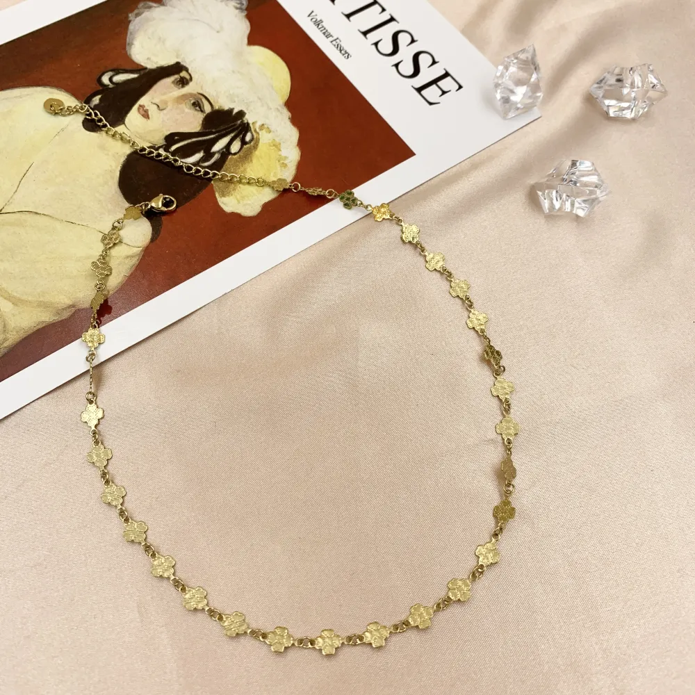 CAC6767-Catena Quadrifoglio- Collana Corta in Acciaio