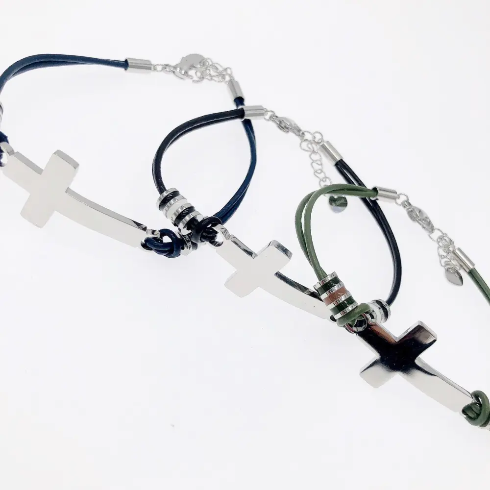 BAU-Croce 4924-Bracciale da uomo in acciaio