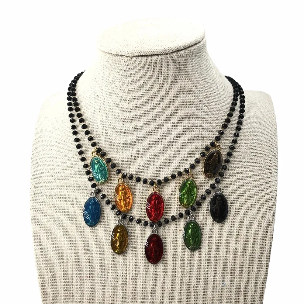 VCAC Madonina colorati  rosario  6761 - Collana acciaio