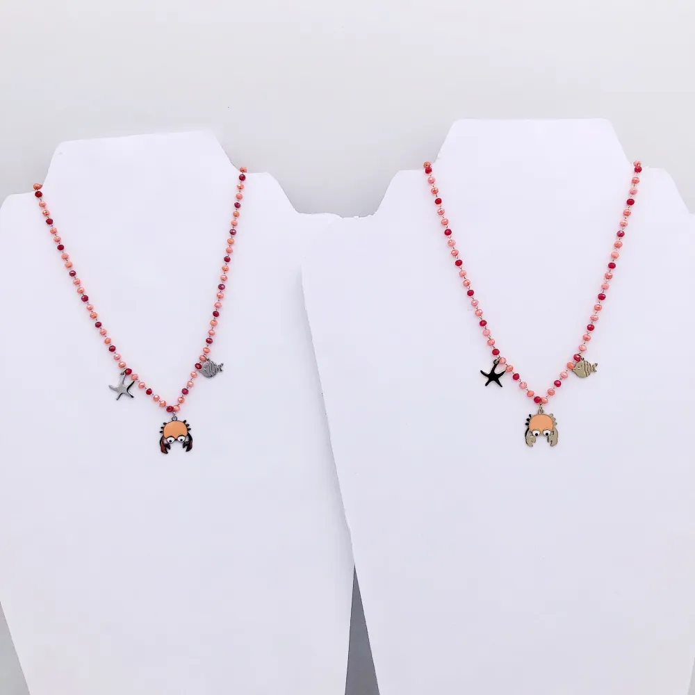 VCAC Granchio pesce stella marina catena rosario arancione 6653