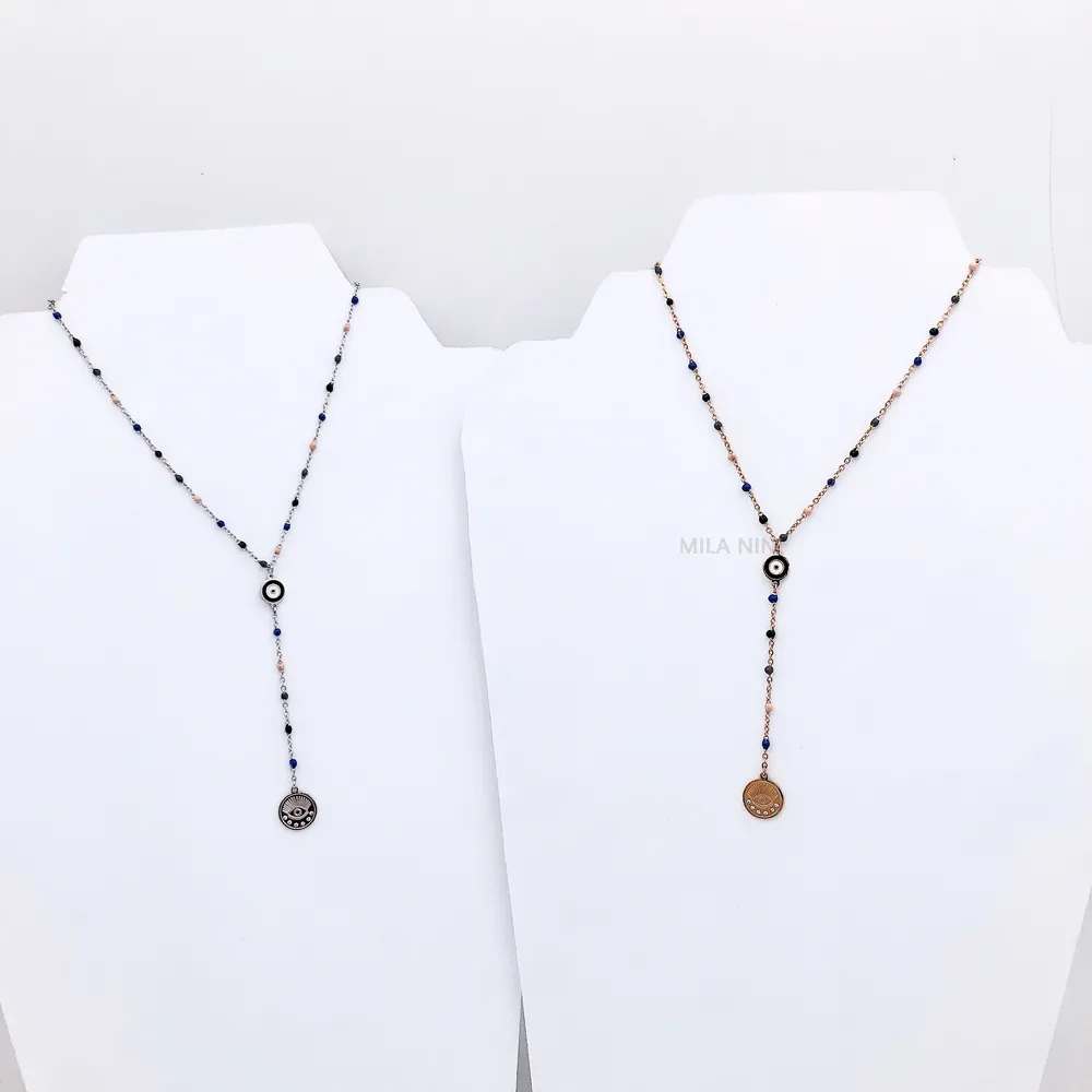 SCCC Occhi Rosario a Y 4686- Collana acciaio