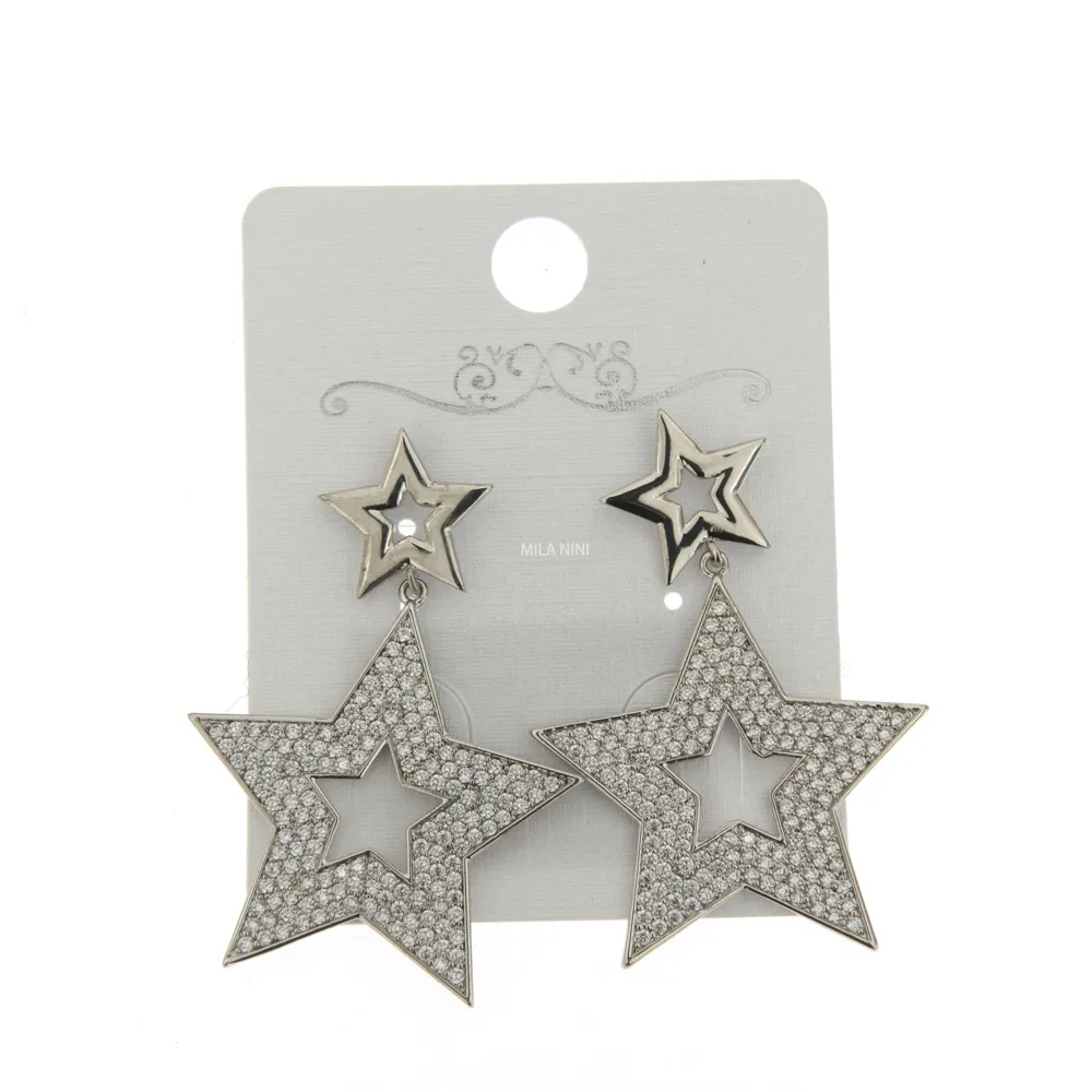Doppio Stella 2 -Orecchini Pendenti Cubic Zirconia