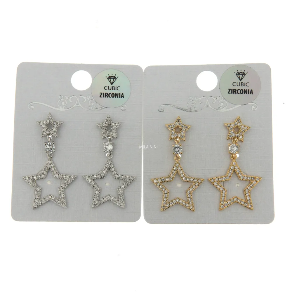 Doppio Stella 1 - Orecchini Pendenti Cubic Zirconia