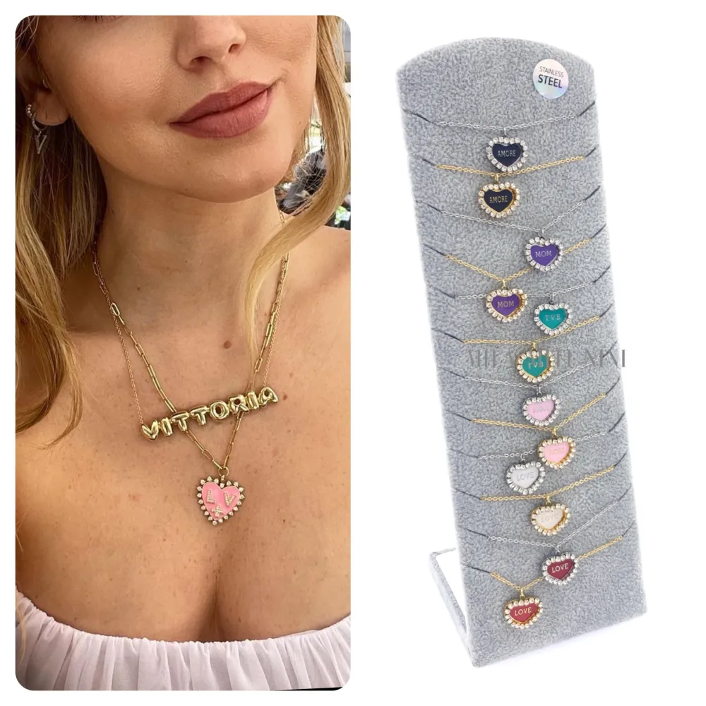 CAC413-2380-Cuore Scritte-Collana Corta in Acciaio_2