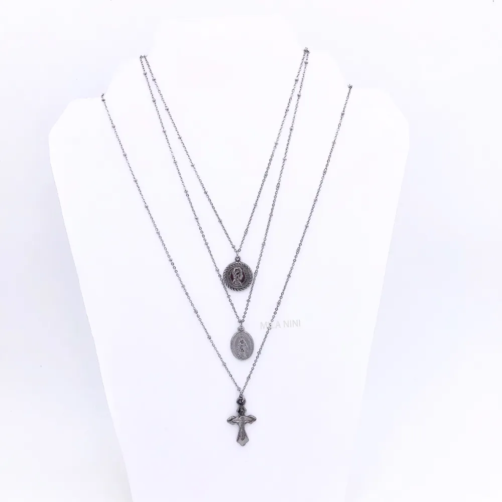 Medaglia rosario madonina croce Multifili  - Collana 4497