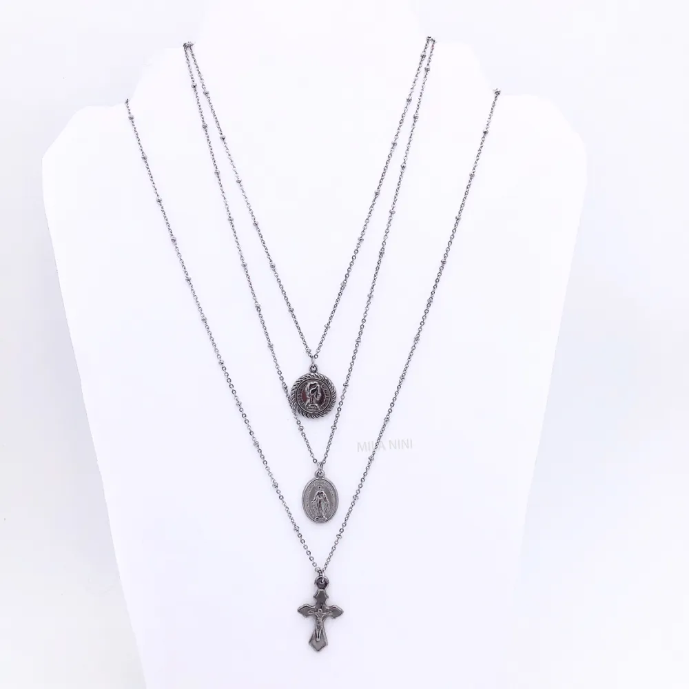 Medaglia rosario madonina croce Multifili  - Collana 4497