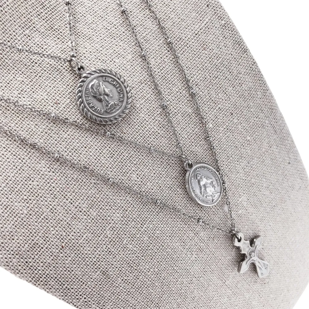 Medaglia rosario madonina croce Multifili  - Collana 4497