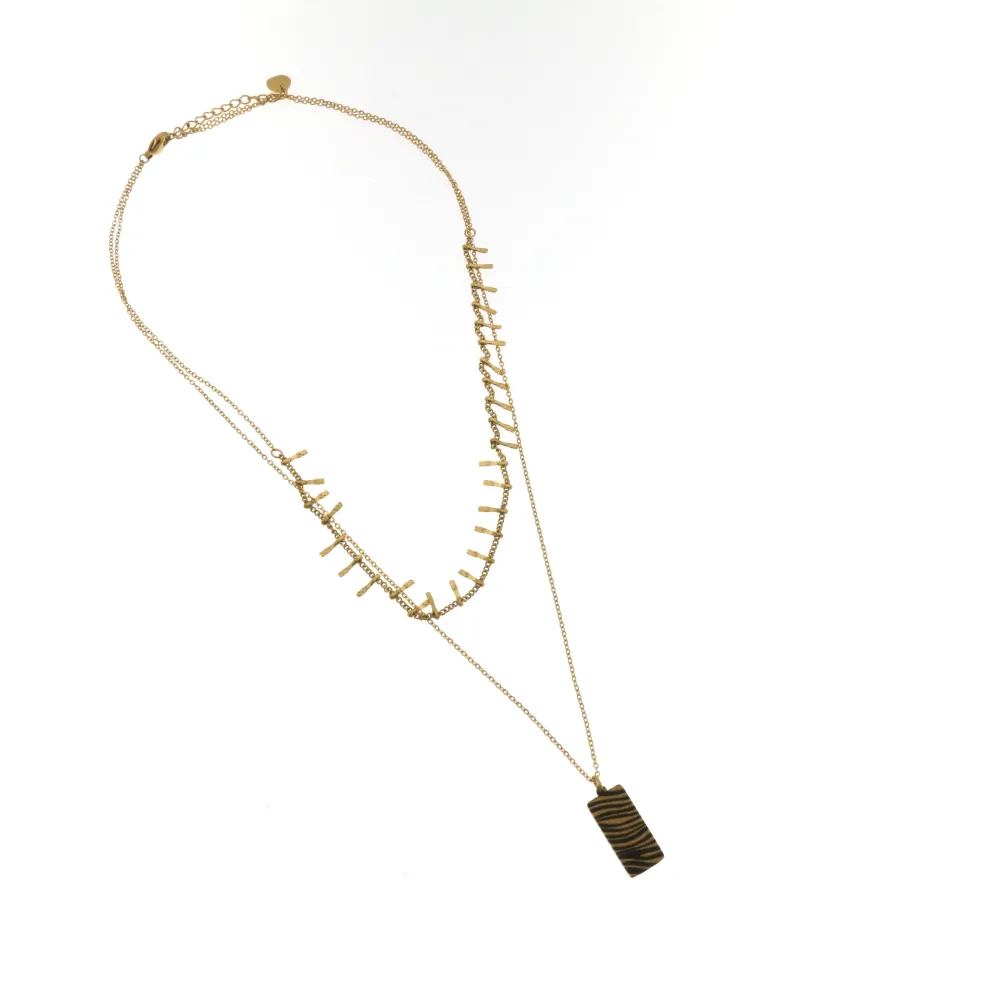 Targa zebrata Multifilo - Collana acciaio 4471