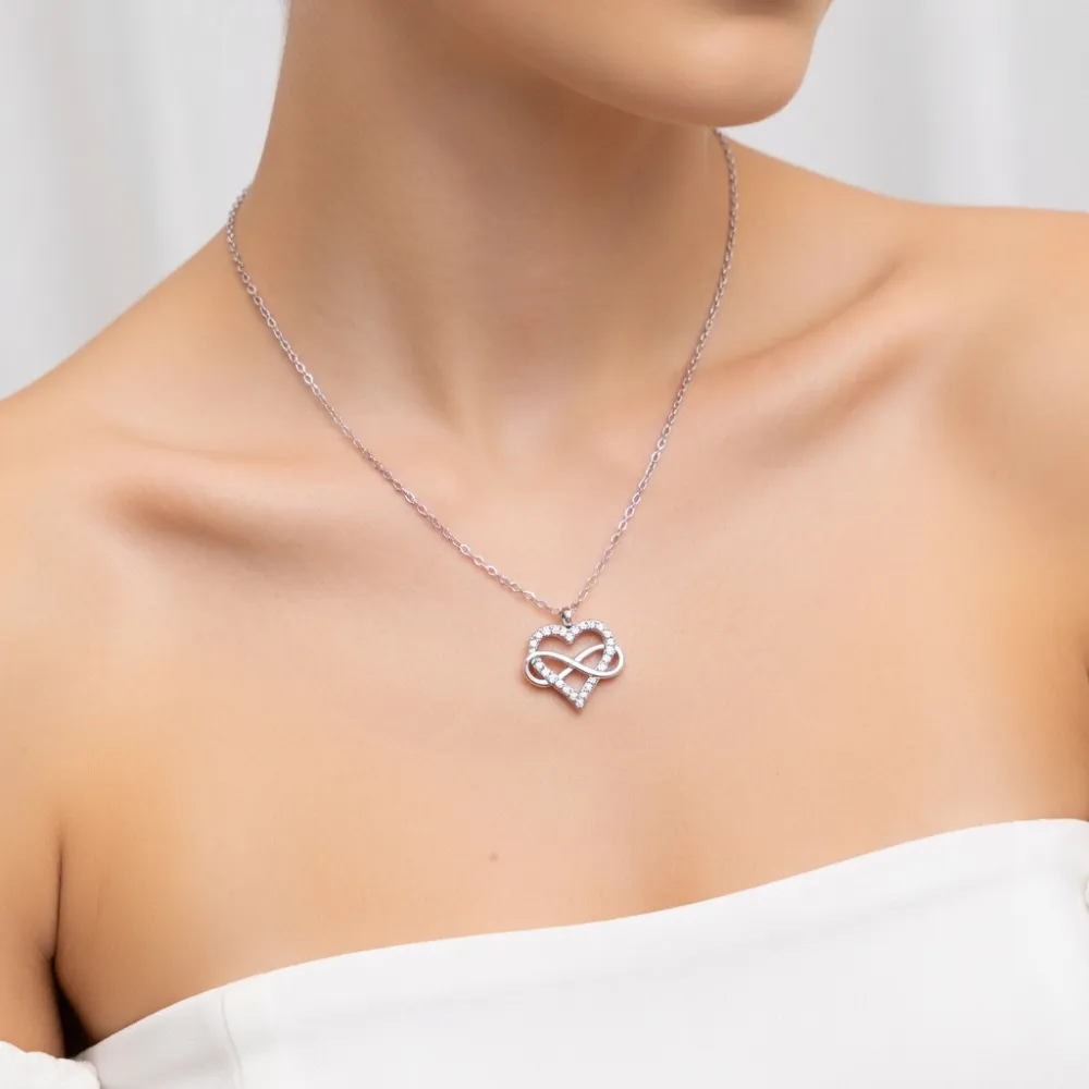 Cuore con infinito con Zirconia-Collana Corta in Acciaio - CL-795-10540