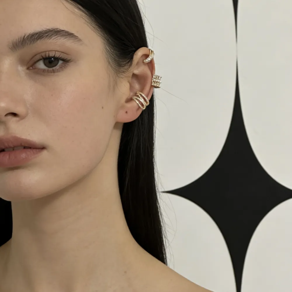 Set 3Pz  -Earcuff con Zirconia - EAK-506-385