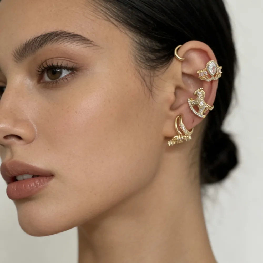 Set 3Pz  -Earcuff con Zirconia - EAK-506-378