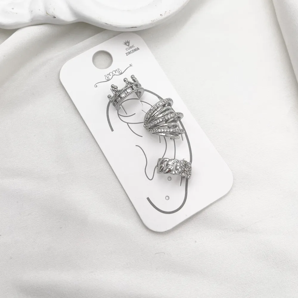 Set 3Pz  -Earcuff con Zirconia - EAK-506-374